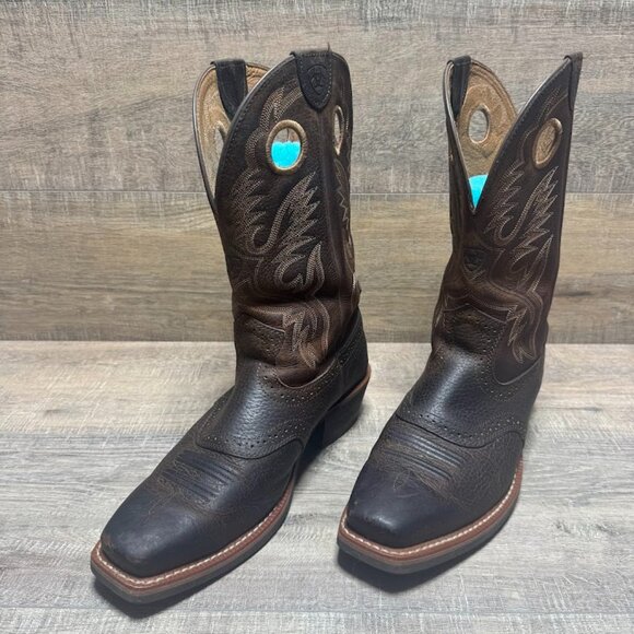 Ariat Heritage Roughstock Brown Leather Cowboy Boot Men's Size 9.5 - Picture 1 of 7